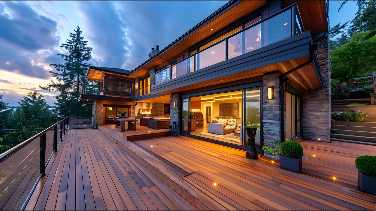 Custom-built backyard deck on a Long Island home