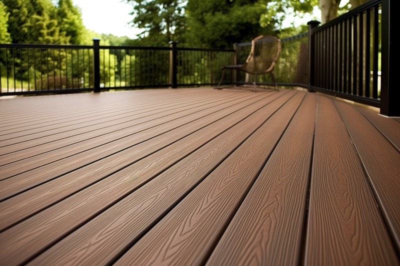 Composite deck newly built on the back of a Long Island home