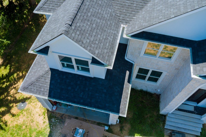 Architectural asphalt shingle roof installed on a Long Island home